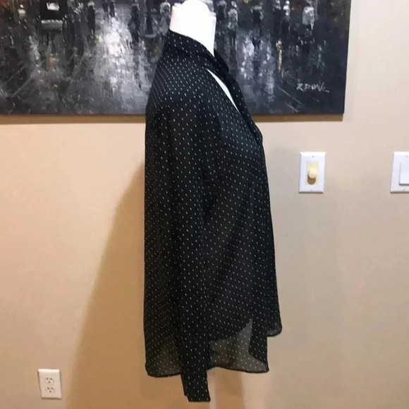 Banana Republic Long Sleeve Polka Dot Sheer Button Front Blouse Neck Tie-Size S - Picture 4 of 7